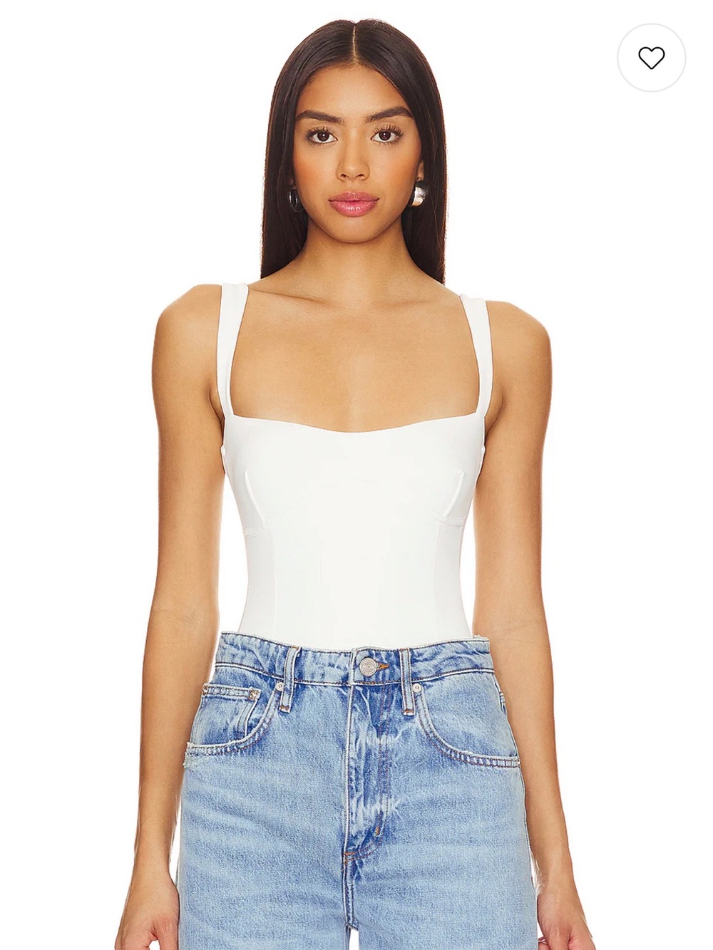 Revolve 🤍 Good American White Square Neck Tank Bodysuit